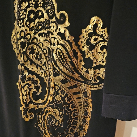 Caché Black Dress with Gold Patterns - Picture 2 of 8